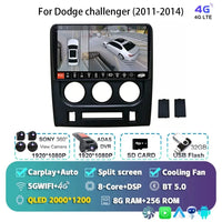 Autoradio Android 16 Dodge Challenger 2011-2014 Écran QLED CarPlay GPS Caméra DVR