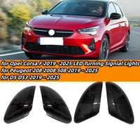 Coque de Rétroviseur Opel Corsa F, Peugeot 208, 2008, 508 et DS3 2019-2025, Aspect Carbone, Blanc ou Noir Brillant