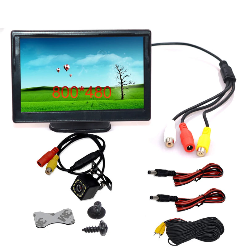 Kit Caméra de Recul avec Écran 5 Pouces 800 x 480 Pied ou Ventouse