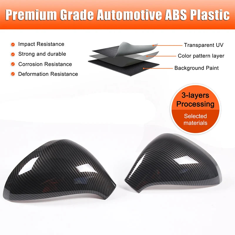 Coque de Rétroviseur Texture Carbone Peugeot 207 308 2006-2014 — vue de profil