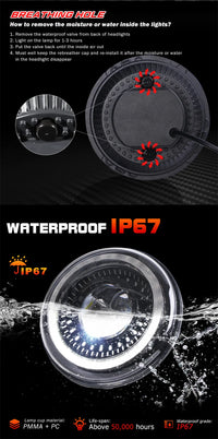 Phare Rond LED 7 Pouces Land Rover Defender Lada Niva Uaz Hunter 4x4 Anneau Halo Feu de Route Unité