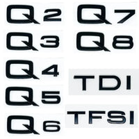 Emblème de Coffre Audi Lettres Q2 à Q8, TDI et TFSI en ABS, Noir Brillant ou Argent