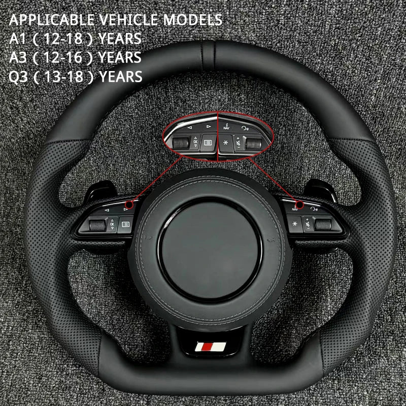 Volant Sport Fond Plat Audi A3 A4 A6 Q5 — vue de trois quarts