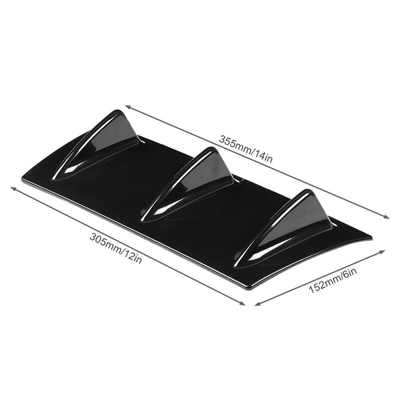 Diffuseur Arrière Universel Aileron Requin 3 Tailles Noir Brillant