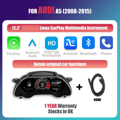 Tableau de Bord Numérique CarPlay Audi A5 S5 RS5