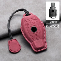 Étui de Protection Clé Mercedes Classe A B C E CLA GLC GLK W204 W205 W212 Cuir Velours