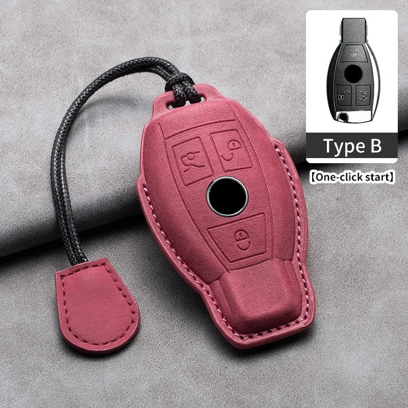 Étui de Protection Clé Mercedes Classe A B C E CLA GLC GLK W204 W205 W212 Cuir Velours