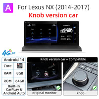 Autoradio CarPlay Android Auto Lexus NX 200 300 2014-2017 Écran 10,25 Pouces Android 14 DSP 4G