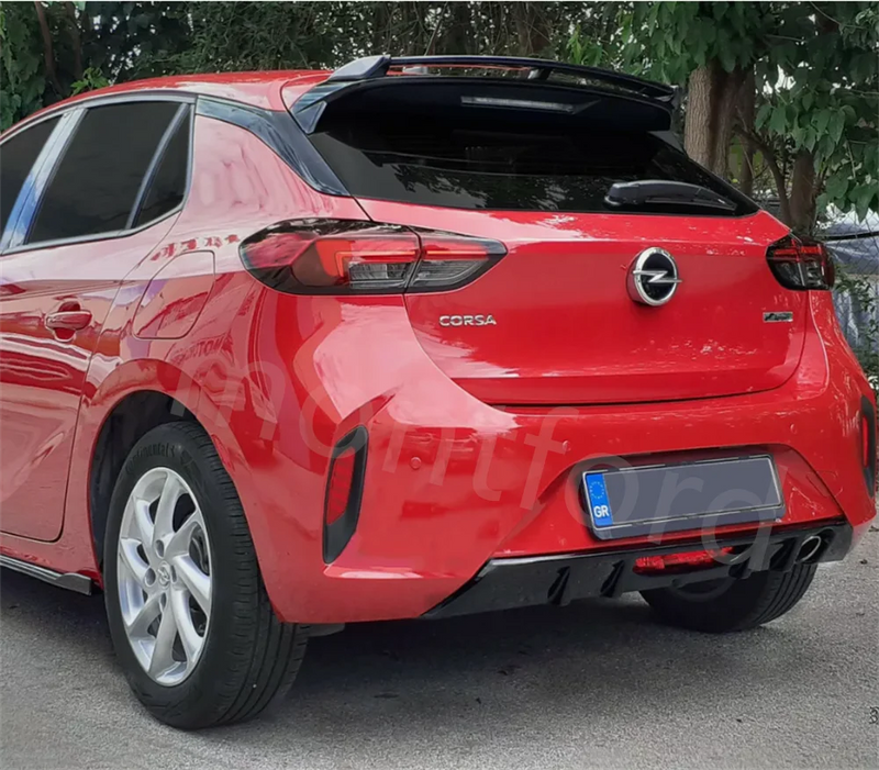 Becquet Opel Corsa F 2019+ de Toit Arrière, Brut à Peindre, Noir Mat ou Noir Brillant