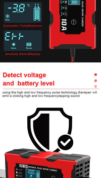 Chargeur de Batterie Voiture 12V 10A Intelligent LiFePO4 AGM Gel