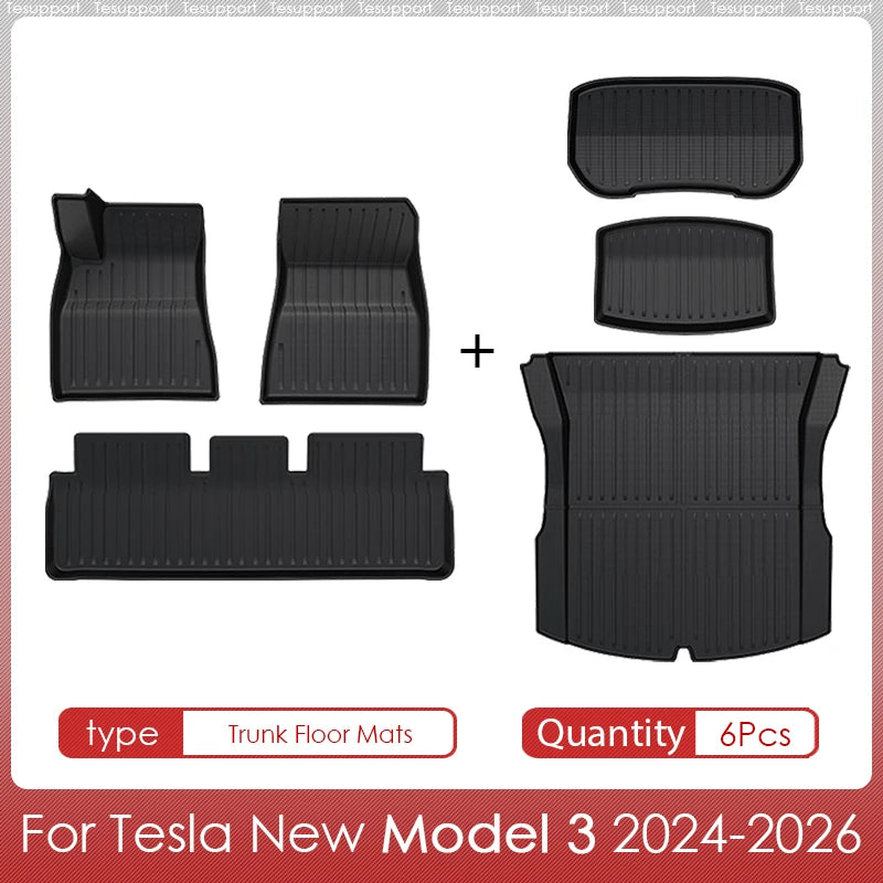 Tapis de Sol et de Malle Tesla Model 3 Highland 2024-2026 TPE Étanches Antidérapants