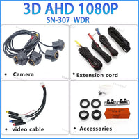 Caméra de Recul 360° 3D AHD Objectifs Dorés 720P ou 1080P Vue d'Ensemble