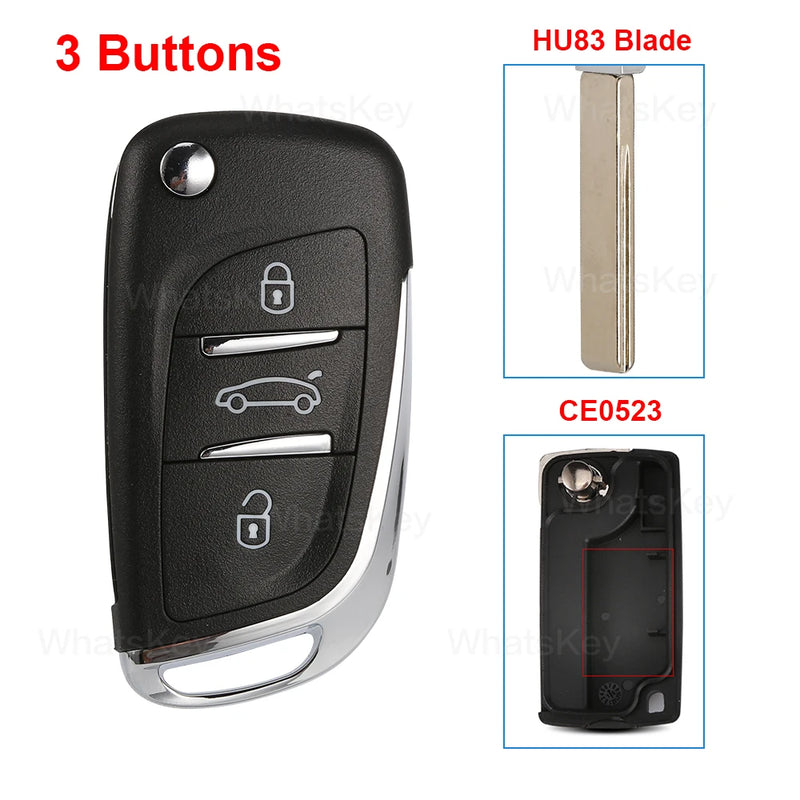 Coque de Clé Peugeot 207 307 308 508 Citroën C3 C4 Télécommande à Rabat 2 ou 3 Touches