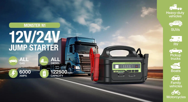 Booster de Batterie 12 V 24 V YESPER Monster Start P1 58 800 mAh