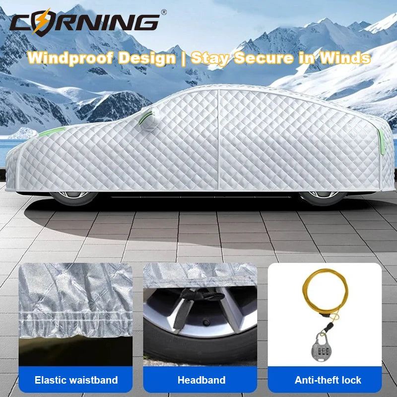 Bâche de Protection Voiture Matelassée Anti-Grêle Argent ou Noir SUV Berline