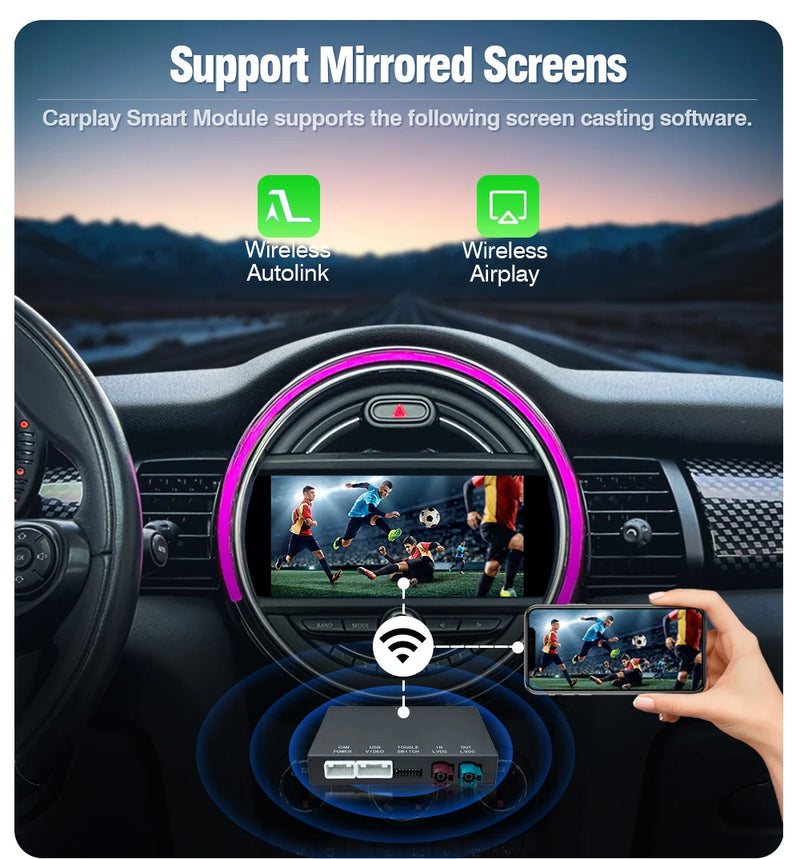 Boîtier CarPlay Sans Fil Android Auto Mini Cooper R55 R56 R57 R58 R60 R61 F54 F55 F56 Clubman Countryman