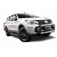 Protection Avant Mitsubishi Triton L200 2015 2016 2017 2018 Bouclier Noir et Gris Pick-up avec Cadres de Feux Ronds