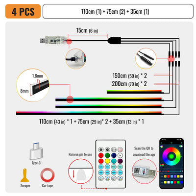 Éclairage d'Ambiance LED RGB Acrylique 110 cm Intérieur