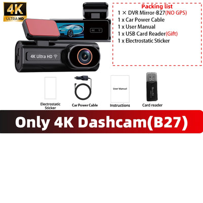 Dashcam ACCEO Mini 4K Wi-Fi GPS Double Objectif
