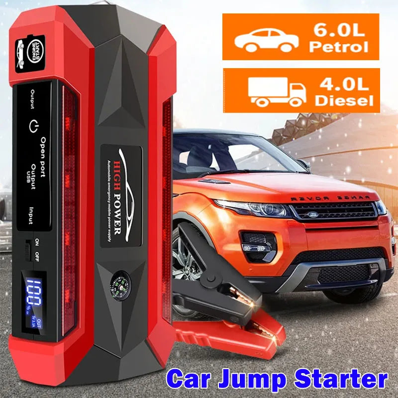 Booster de Batterie Voiture 12V Portable avec Lampe LED et Ports USB