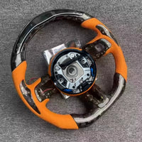 Volant de Course Carbone Forgé Orange avec Voyant LED de Rapport Ford Mustang 2015-2020