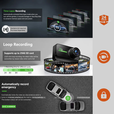 Dashcam G900 4K Avant Arrière Wi-Fi Ventouse