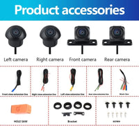 Caméra de Recul 360° Kit 4 Caméras AHD 1080P Vue Panoramique