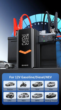 Booster de Batterie Voiture 4 en 1 avec Compresseur 150 PSI 25 L/min