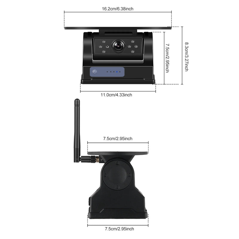Caméra de Recul Sans Fil à Charge Solaire Podofo 720P WiFi avec Vision Nocturne IP67 Magnétique pour Camping-Car, Voiture et Pick-up