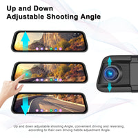 Dashcam Miroir Podofo 4K Écran Tactile 9,66 Pouces avec Caméra de Recul, Vision Nocturne et Surveillance 24 h