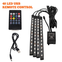 Éclairage d'Ambiance LED RGB 72 Diodes Bluetooth Voiture