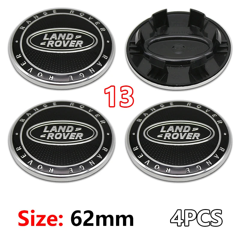 Cache-Moyeux Land Rover 62 mm Lot de 4 Emblèmes de Jante 3D ABS Chromé pour Evoque Defender Discovery 4 Range Rover Sport
