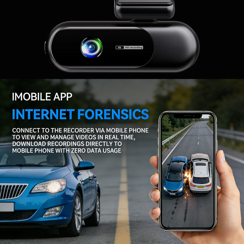 Dashcam 4 Canaux 4K WiFi Avant Arrière Intérieur