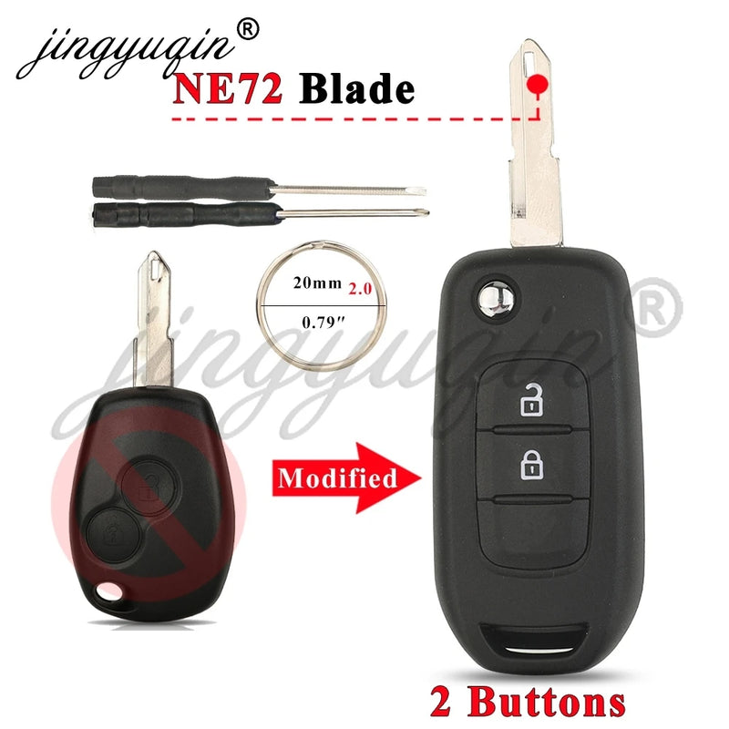 Coque de Clé Renault Pliable Modifiée 2 ou 3 Touches Clio Mégane Duster Kangoo Twingo Sandero Logan Vivaro