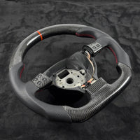 Volant Carbone Volkswagen Golf 5 GTI R32 (1K) 2003-2009 Plat en Bas Cuir Perforé