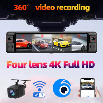 Dashcam Miroir 12 Pouces 4 Canaux 4K ADAS