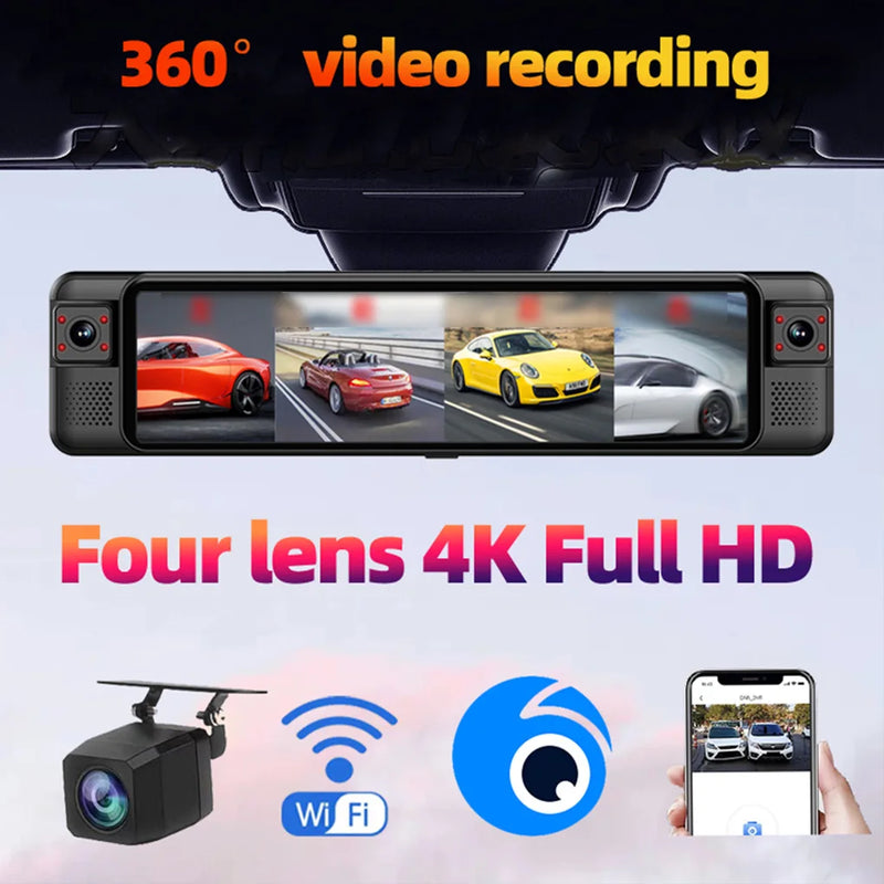 Dashcam-Spiegel 12 Zoll 4 Kanäle 4K ADAS