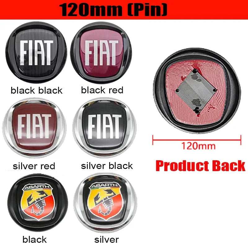 Emblème Logo Fiat 500 Panda Tipo Abarth Strada 600 500L Mobi en ABS 75 85 95 100 120 mm Avant et Arrière