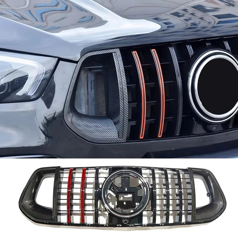 Calandre Mercedes GLE W167 2020-2023 Style Panamericana Noir Carbone Rouge