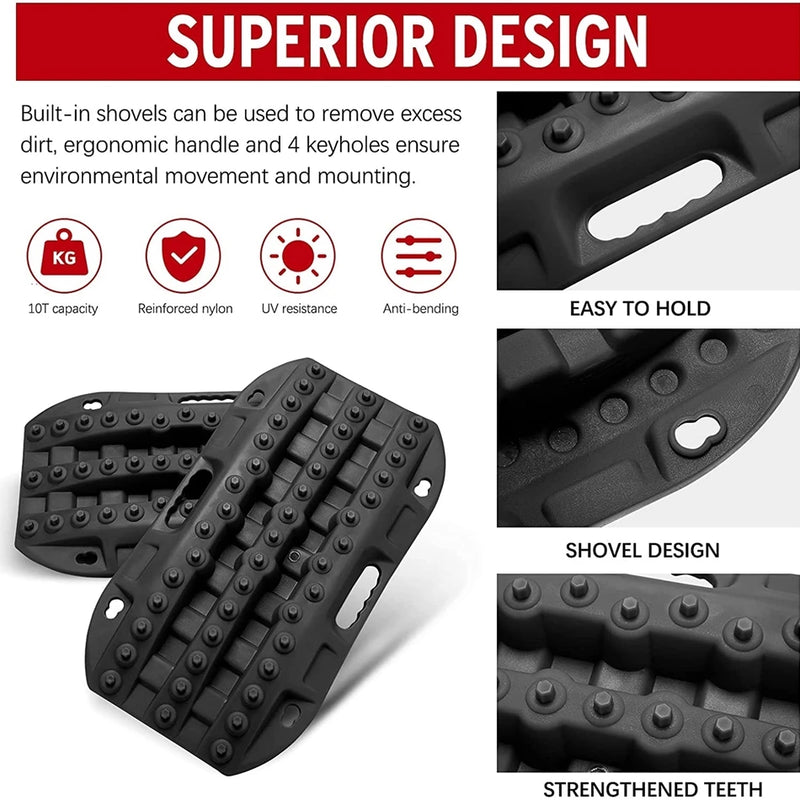 Plaques de Désensablage 58 cm Nylon 10 T Pelle Intégrée Noir 2 Pièces
