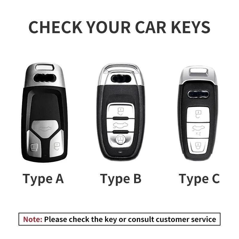 Coque de Clé Audi en Daim A3 A4 A5 A6 A7 A8 Q3 Q4 Q5 Q8 Étui de Protection Télécommande Type A, B ou C
