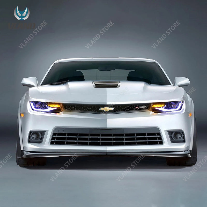 Phares LED RGB Chevrolet Camaro 2014-2015 Double Faisceau Feux de Jour Couleur Pilotables par Application