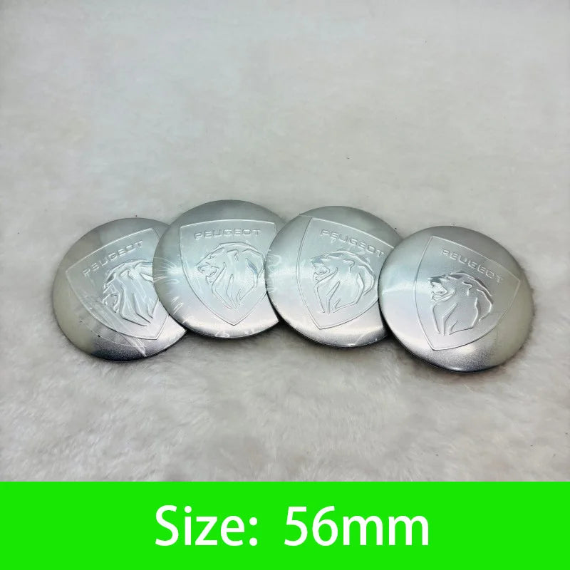 Autocollants Emblème de Moyeu Peugeot Lion 56 60 65 mm Lot de 4