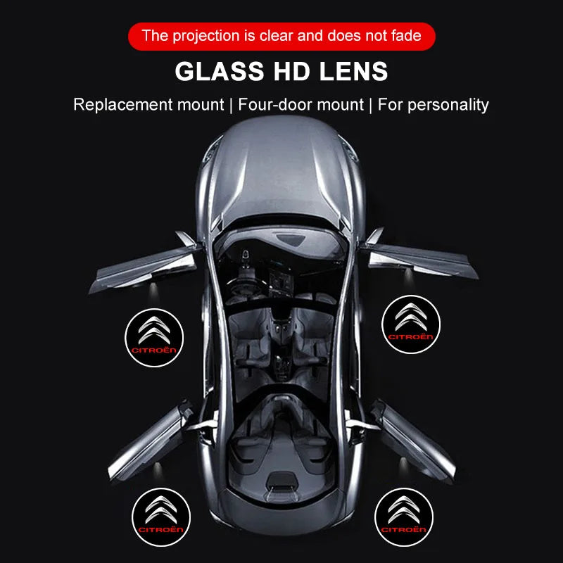 Projecteur Porte Citroën, Lot de 2, Plug and Play, Lentille Verre HD, C3 C4 C5 C6 Picasso Cactus DS3