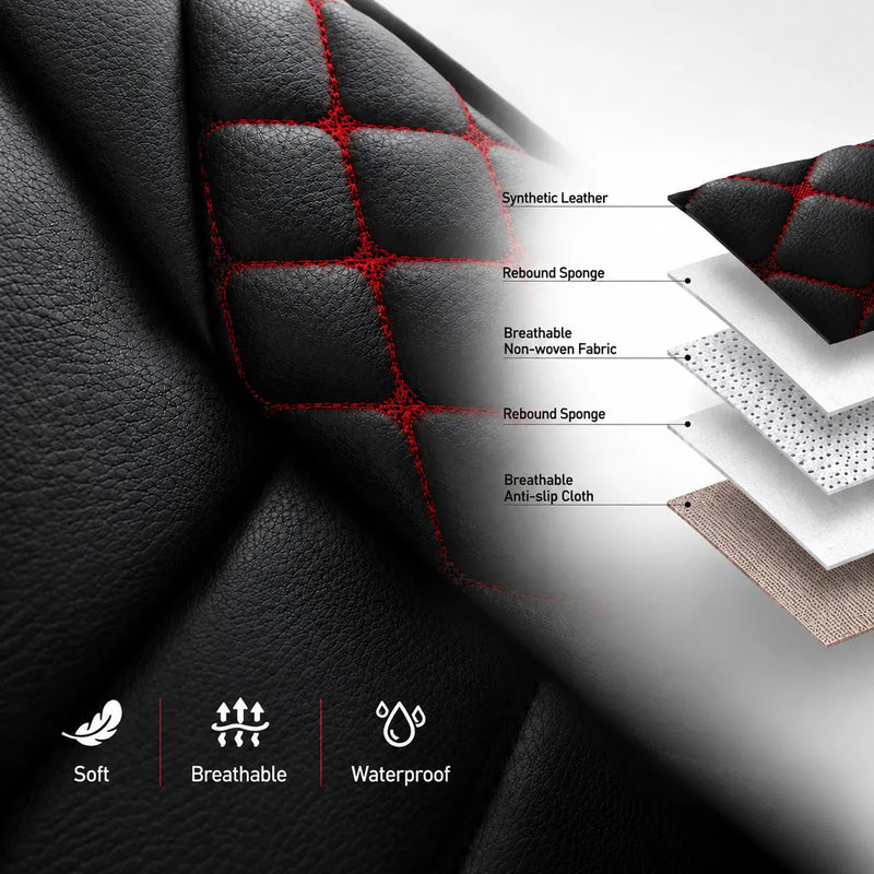 Housses de Siège Cuir PU Hyundai Tucson Kona i20 i30 i10 Santa Fe Bayon Nexo 5 Places Airbag Compatible Imperméables