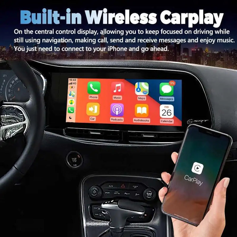 Autoradio Android 13 Écran QLED Dodge Challenger SRT Hellcat 2010-2023 CarPlay Sans Fil GPS 4G