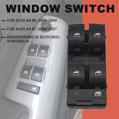 Bouton Lève-Vitre Audi A4 B6 B7 Conducteur 8E0959851