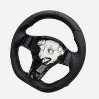 Volant Sport Méplat Chauffant Tesla Model 3 et Model Y 2017-2023 Cuir Perforé Noir