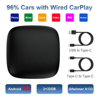 Boîtier CarPlay AI Box Android 13 Sans Fil 2 Go RAM Gris ou Noir
