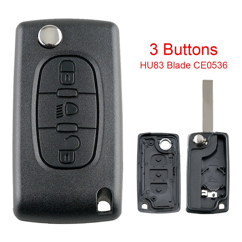 Coque de Clé Peugeot Citroën Pliante à Rabat 2 3 ou 4 Touches 207 307 308 407 607 807 C2 C3 C4 C5 C6